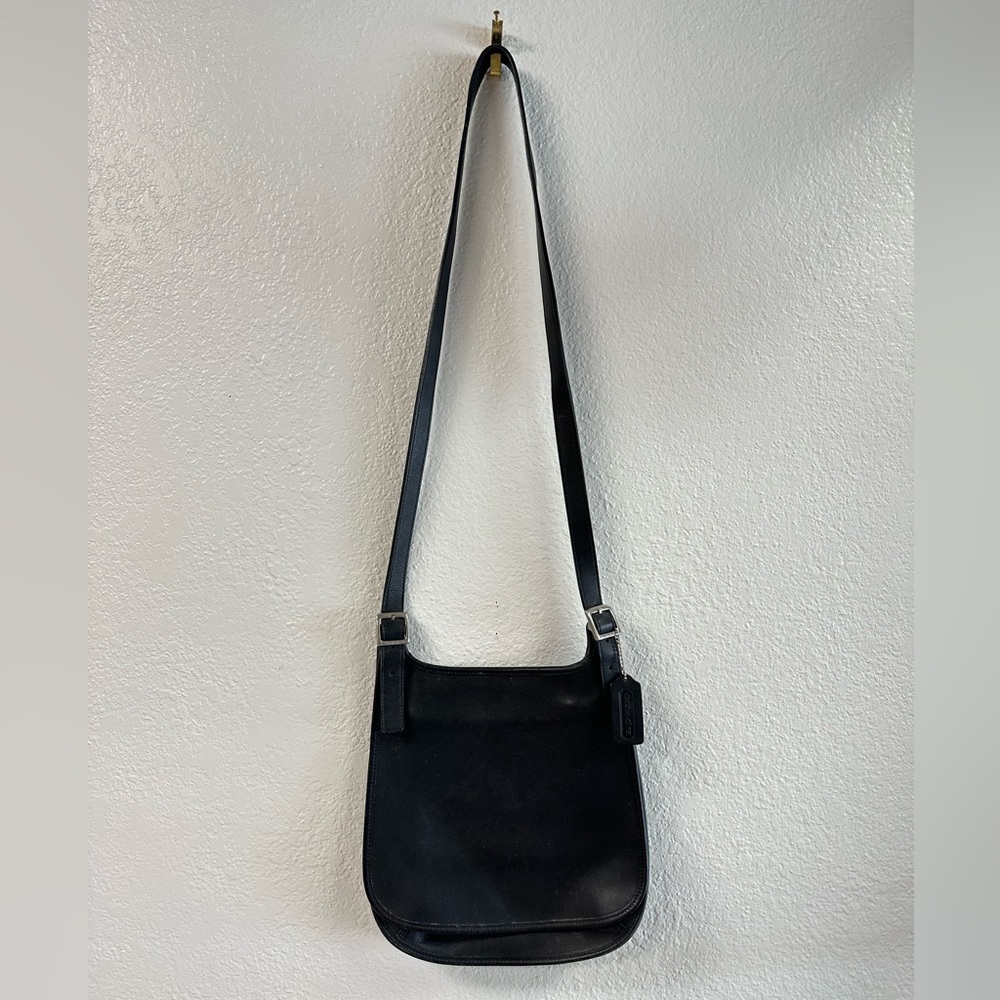 Vintage Coach Hippie Flap Bag Purse Leather Black